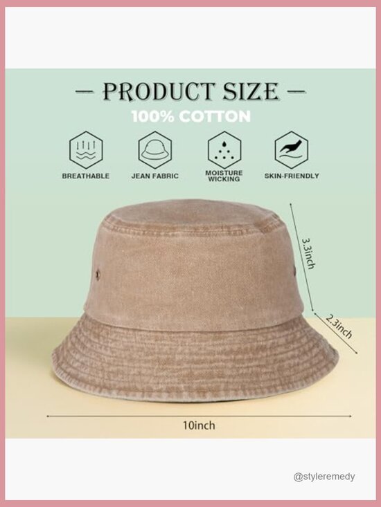 3 Pack Washed Cotton Bucket Hats for Outdoor main image 6